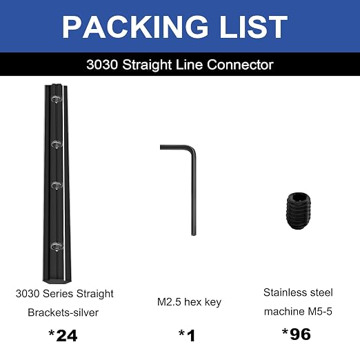 24pcs 3030 Straight Connector Corner Bracket Joint Plate Black | 3030 Hardware - Image 4