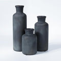 Black Ceramic Vase Set of 3, Vintage Brushed Gold Effect by CheeryStow