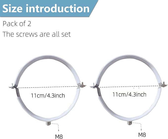 2 Sets 4" Inch Premium Hose Pipe Clamp，Heavy Duty Galvanized Iron Stove Pipe - Image 2