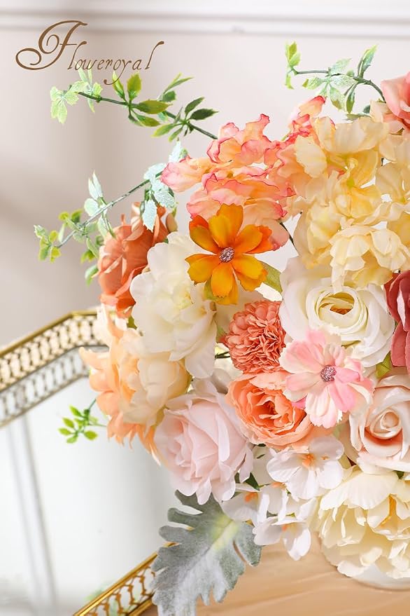 Artificial Flowers Combo Champagne Flowers Mix Silk Flowers Dahlia Roses - Image 2
