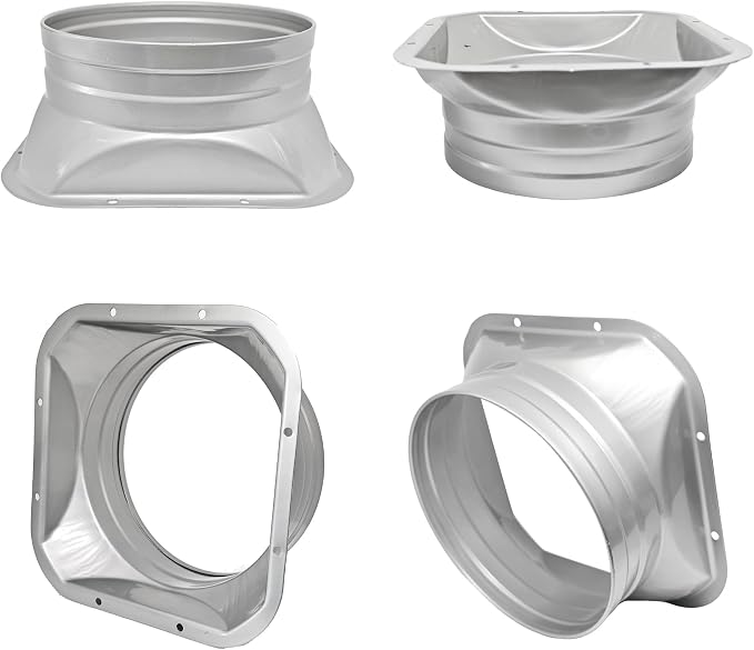 6 Inch Duct Connector Flange, Metal Straight Pipe Flange Square to Round - Image 3