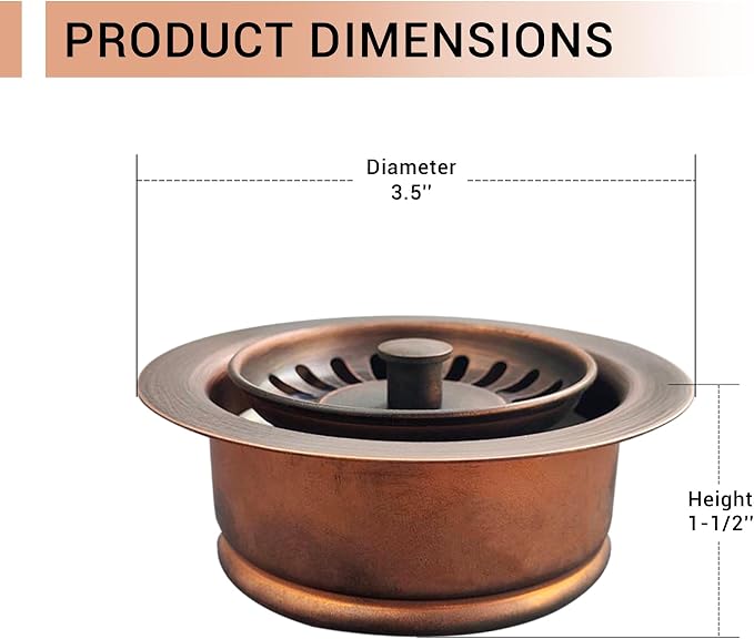 CT Copper Tailor Copper Kitchen Garbage Disposal Flange Fit 3.5 Inch Standard - Image 3