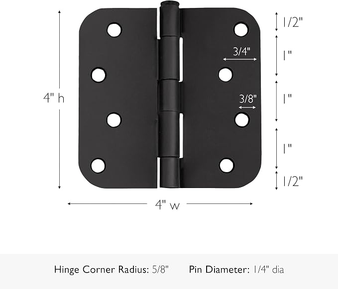 Design House Interior Door Hinge, Matte Black | 5/8" Radius, Traditional - Image 3