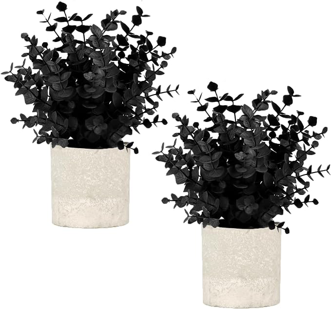 Velener 2 PCS Small Fake Eucalyptus Plant Artificial Potted Plants Indoor by Velener