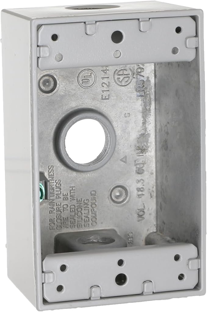 BELL 1-Gang Weatherproof Box, Three 1/2 in. Threaded Outlets, NEMA 3R, UL Listed by BELL