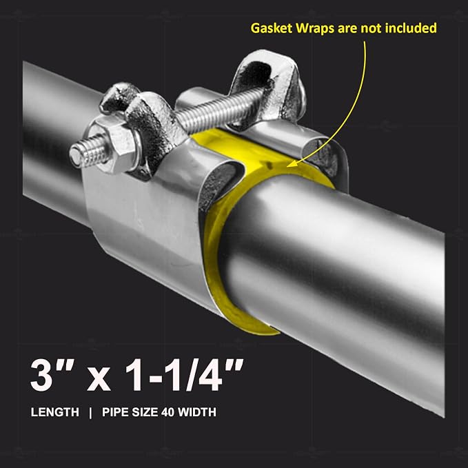 Highcraft Pipe Repair Clamp 1-1/4'', IPS Single Bolt, 3” Long, Stainless Steel - Image 3
