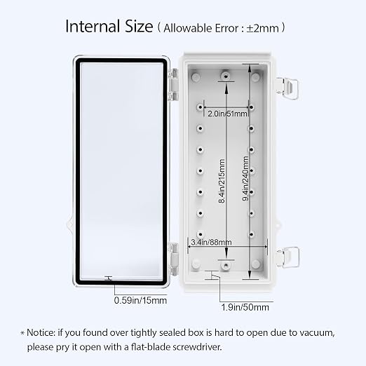 Electrical Box, IP67 Waterproof Hinged Clear Cover Stainless Steel Latch - Image 5