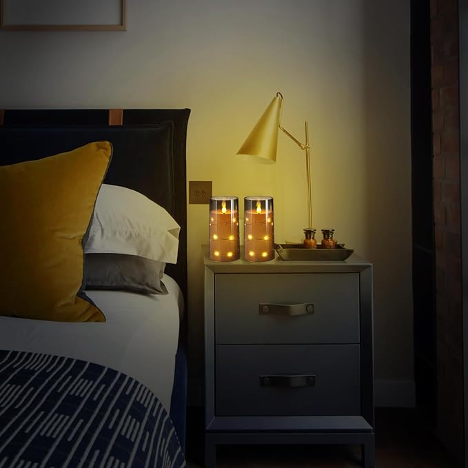 NURADA Flickering Flameless Candles: Built-in Star String Lights 3D Wick - Image 7