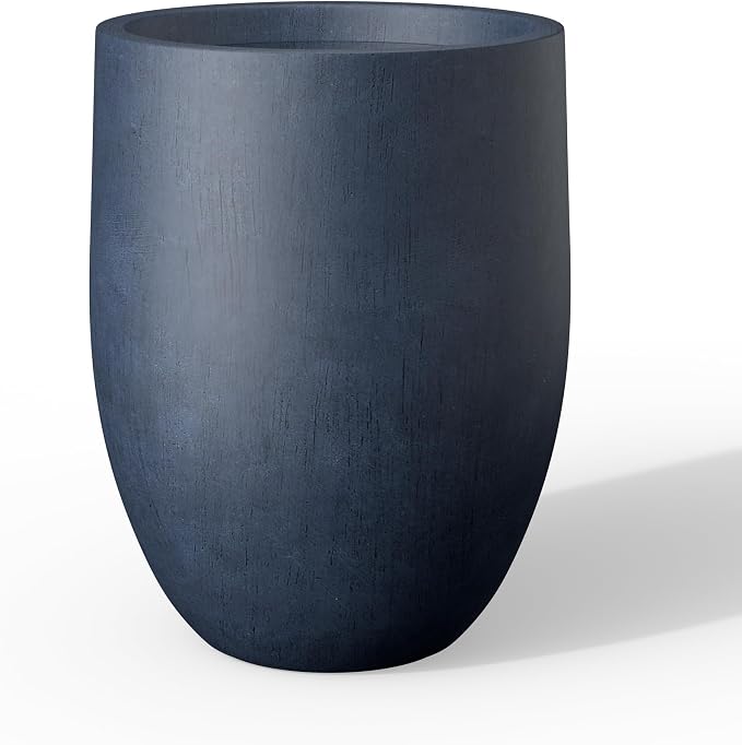 Kante Large Round Bullet Dusty Blue Concrete Planter 21.7" Tall, Outdoor | by Unknown
