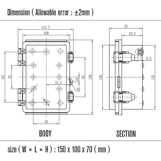 Electrical Box, IP67 Waterproof Hinged Clear Cover Stainless Steel Latch - Image 8