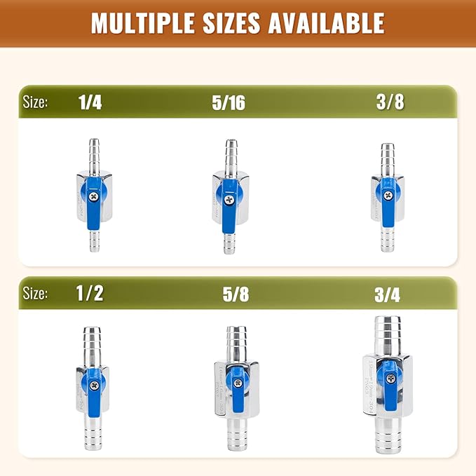2 Pack 5/16" Hose ID Barb Mini Ball Valve, Stainless Steel Small Shut Off Valve - Image 5