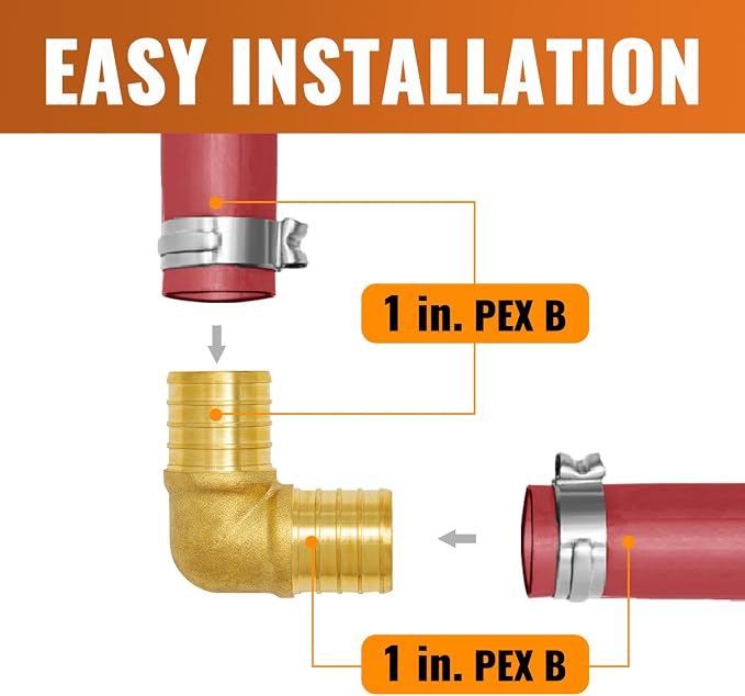 25-Pack 1 Inch PEX 90 Degree Elbow | Brass - Image 3