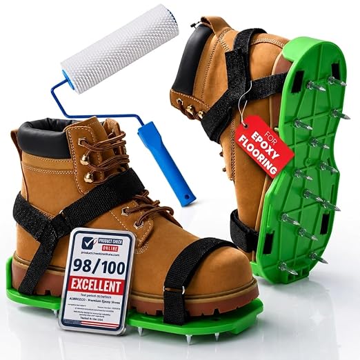 Epoxy Spike Shoes with 9-Inch Spiked Roller Fully Assembled Garage Floor by Unknown