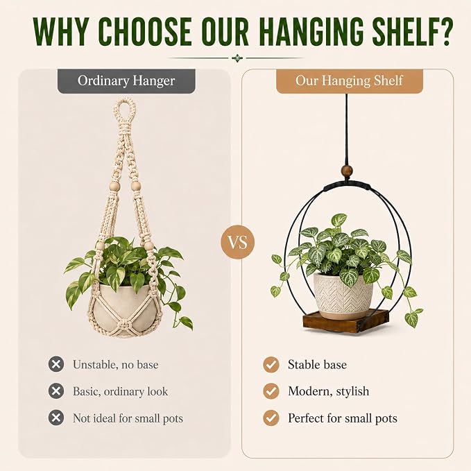 Hanging Planter for Indoor Plants, Modern Boho Macrame Plant Hanger for 3-5.5 - Image 2
