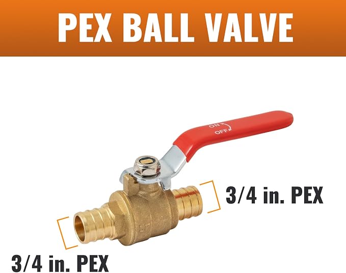 10-Pack PEX Ball Valve 3/4 Inch, Shut Off Valve Full Port 1/4 Turn | Brass - Image 2