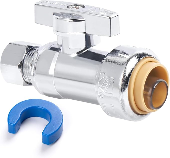 1/2" PTC x 3/8" OD Compression Straight Stop Valve, Toilet Water Shut Off by KAINGA