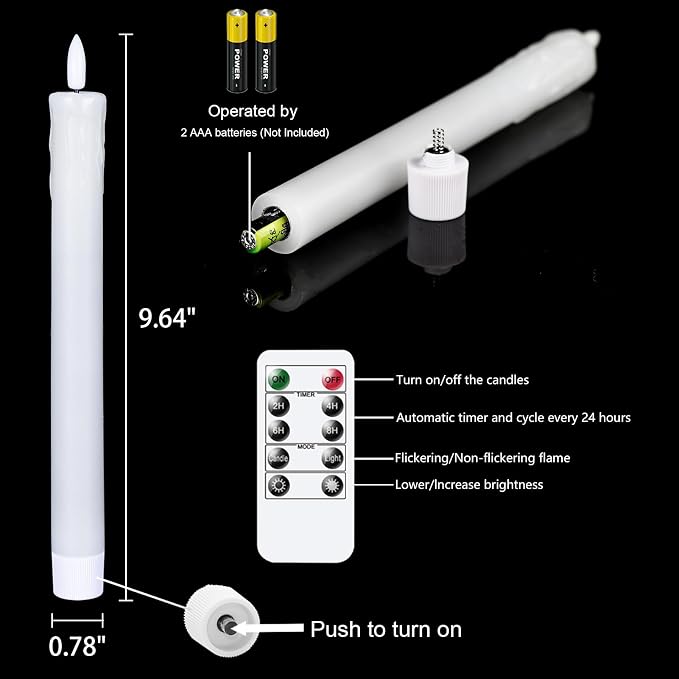 GenSwin Drip Wax Flameless Taper Candles Battery Operated - Image 5