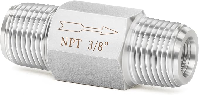 ChillWaves 304 Stainless Steel In-Line Siamese Check Valve 3/8" NPT Male Thread by VisittheCHILLWAVES