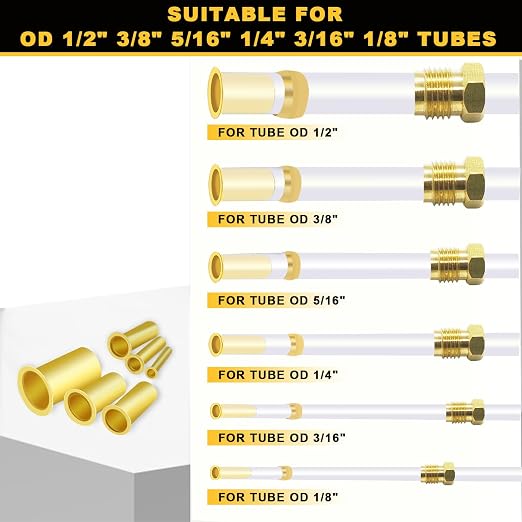 Siptenk 236PCS 1/2" 3/8" 5/16" 1/4" 3/16" 1/8"Brass Compression Tube Insert | 6 - Image 4