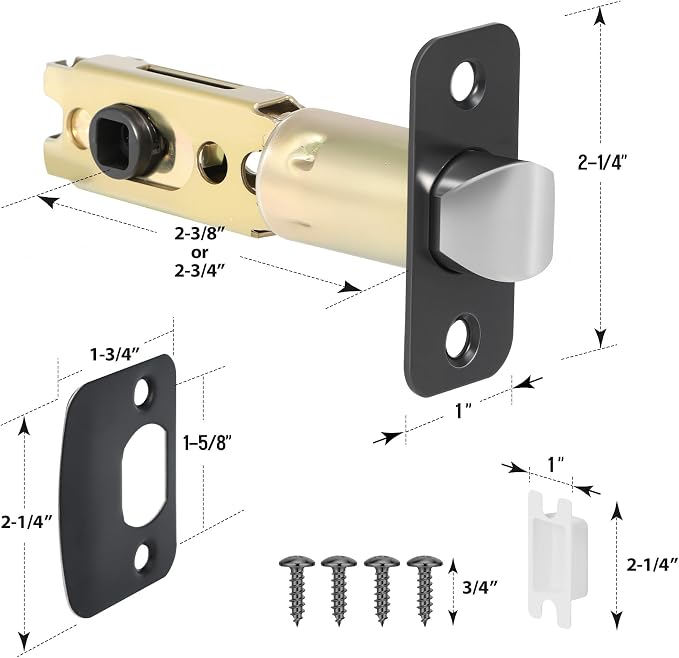 Matte Black 2 Pack Door Lock Parts, Adjustable Door Latch Replacement, Door - Image 7