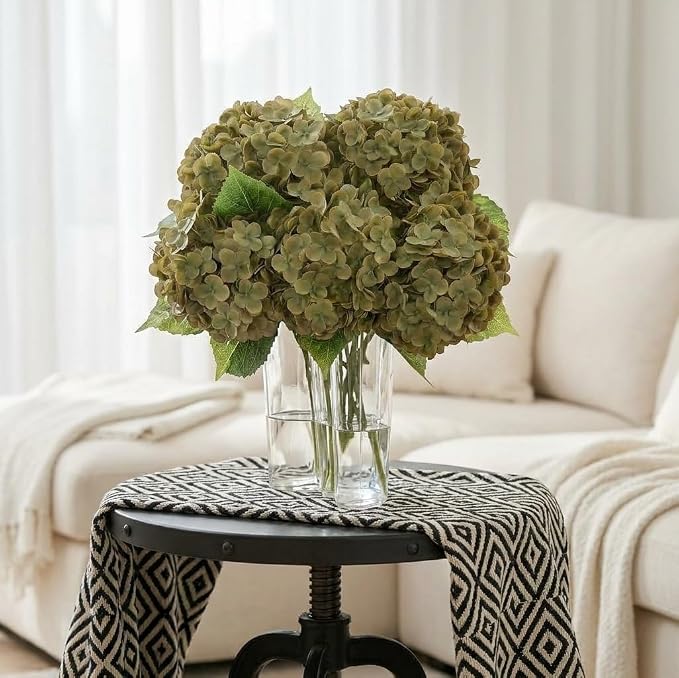 Green Hydrangea Artificial Flowers, Faux Hydrangea Flowers Outdoor, Latex - Image 6