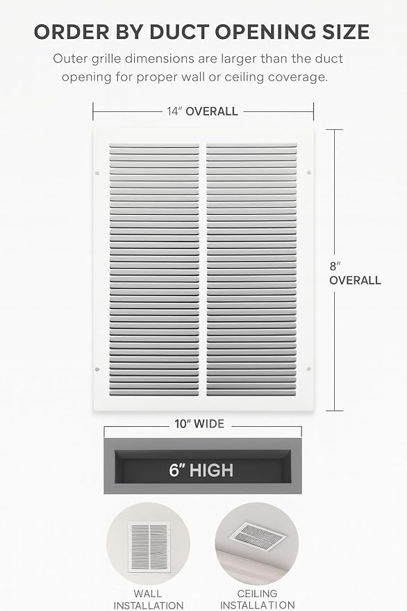 14 x 24 Inch Return Air Vent Cover, Solid Steel HVAC Grille - Image 2