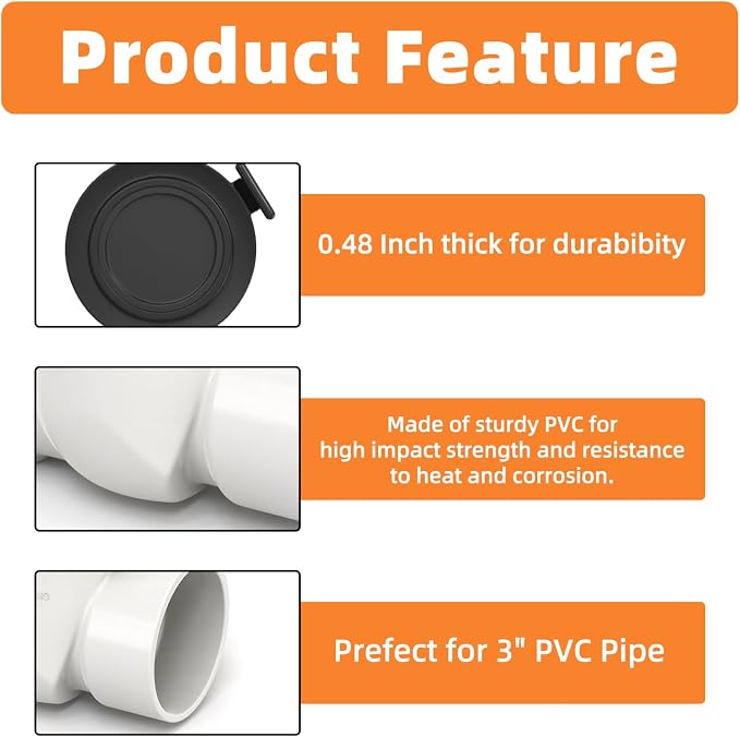 GASHER 3" PVC Backflow Preventer Valve, Sewer Check Back Flow Preventer Drain - Image 4