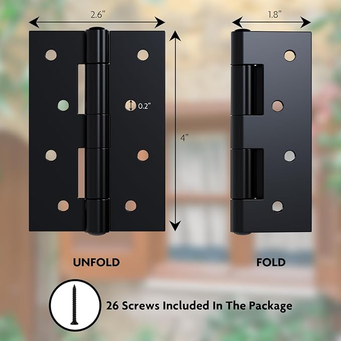 3 Pack 4”x 2.6” Black Door Hinge - Image 2