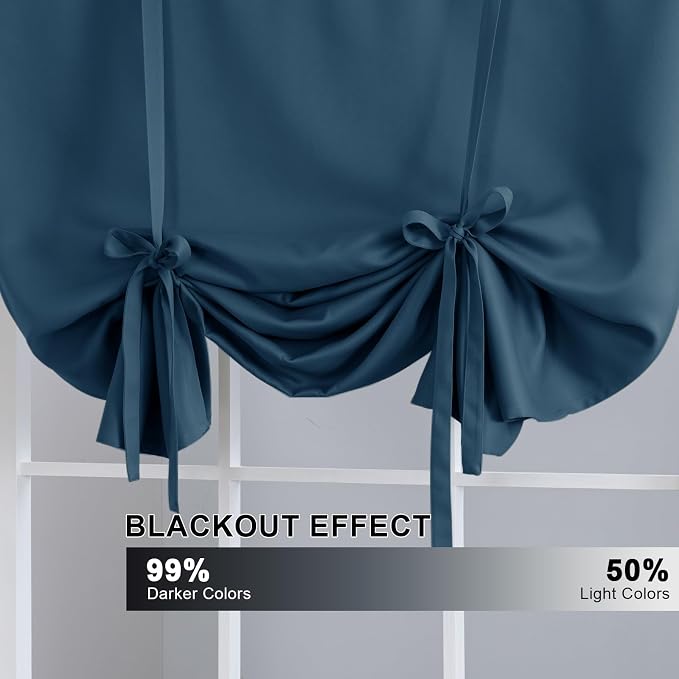 H.VERSAILTEX Balloon Shade Blackout Curtain Adjustable Thermal Insulated Tie Up - Image 3