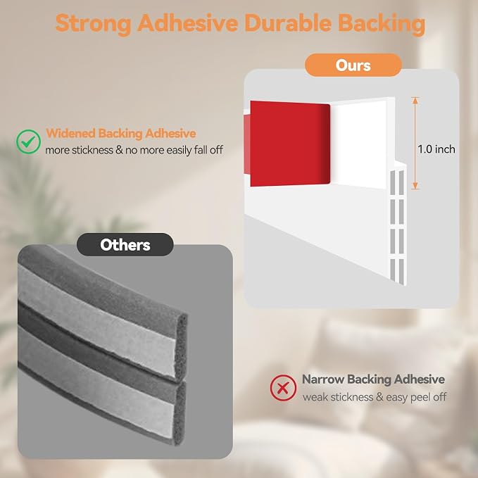 Ohuhu 118" Silicone Door Draft Stopper, - Image 5