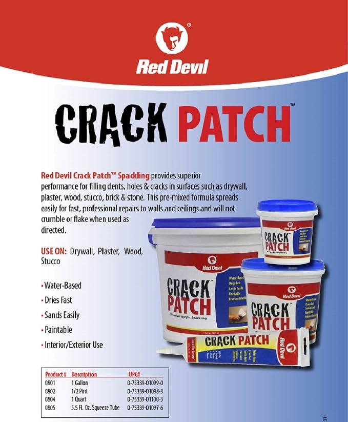 Red Devil 0804 Crack Patch Premium Acrylic Spackling, 1 Quart, 6 Pack - Image 3