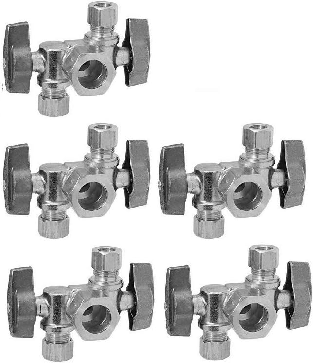 5/8" OD Comp X 3/8" Comp X 1/4" Comp Double Handles 1/4 Turn Angle Stop Water by EZ-FLUIDPlumbingProducts