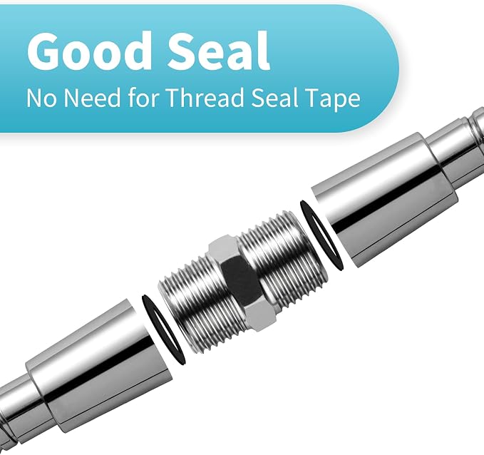 OFFO Shower Hose Extension Adapter, G1/2 to G1/2 Shower Hose Extender Fitting - Image 3