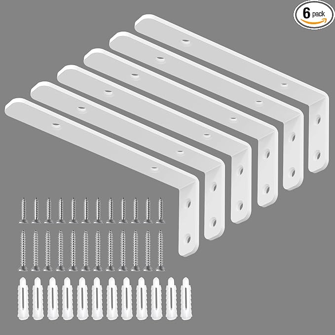 LSK 6PCS L Bracket, L 5"×H 2" Shelf Support Bracket, Max Load :42lb, Living Room by LSK