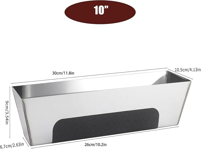 10" Stainless Steel Mud Pan, Anti-slip Base, Sheared Sides to Clean Knives - Image 2