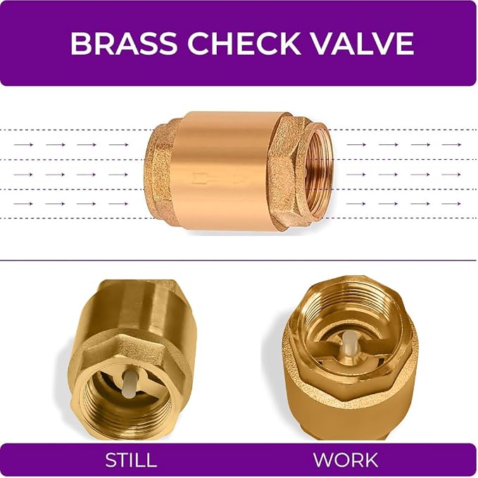 Brass Check Valve 3/4" NPT Thread Female One Way Backflow Preventer - Image 4