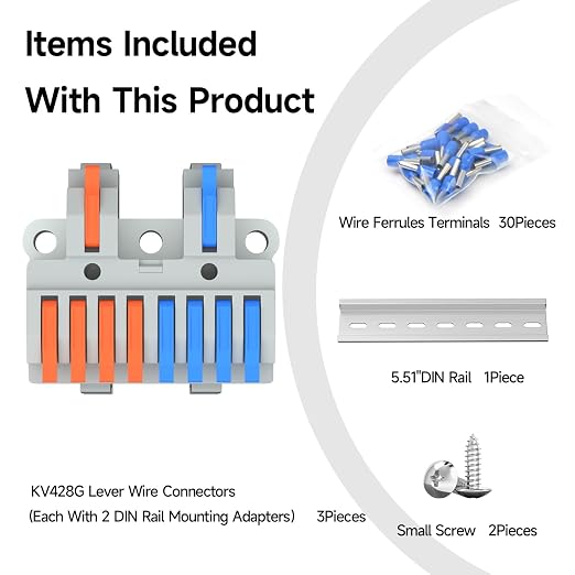 3Pcs Lever Wire Connectors, 2 in 8 Out, 4-2.5 mm² | 4-2.5 mm² Quick Wiring DIN - Image 3