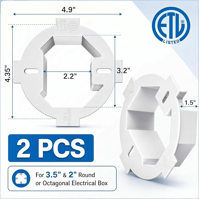 Copkim 2 Pcs Round Electrical Box Extender 4.35 x 1.5 Inches Ceiling Box - Image 4