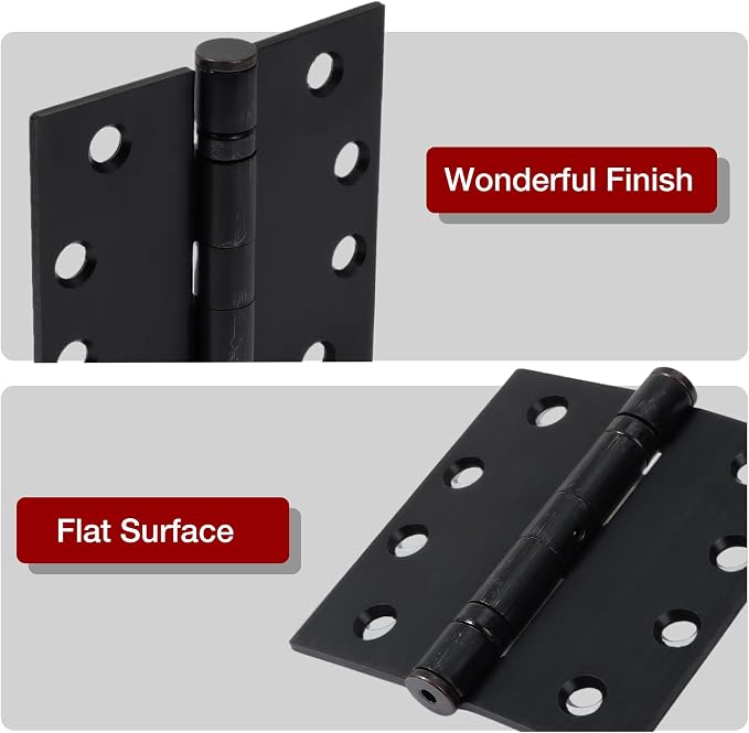 TDCHINGES Heavy Duty Door Hinges Oil Rubbed Bronze 4.5 Inch Square 2 Pack | - Image 4