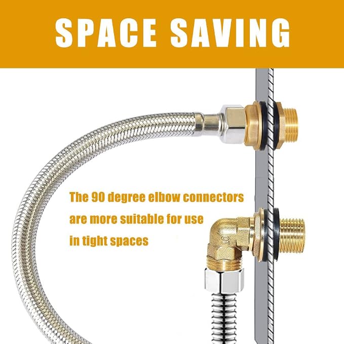 Joywayus Wall Mount Commercial Faucet Installation Kit, Brass 1/2" G Male Elbow - Image 3