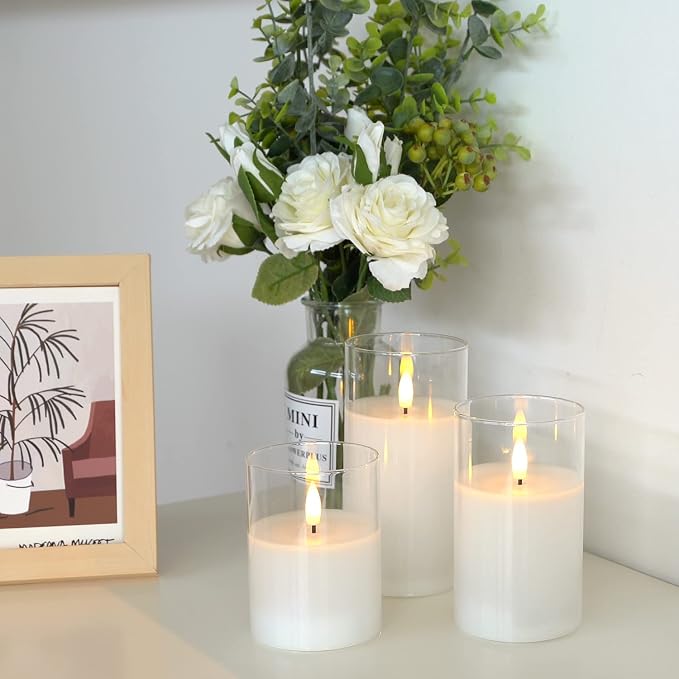 Amagic White Glass Flameless LED Candles Battery Operated - Image 8