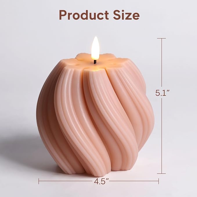 Dusty Pink Swirl Flameless Candle - Image 2