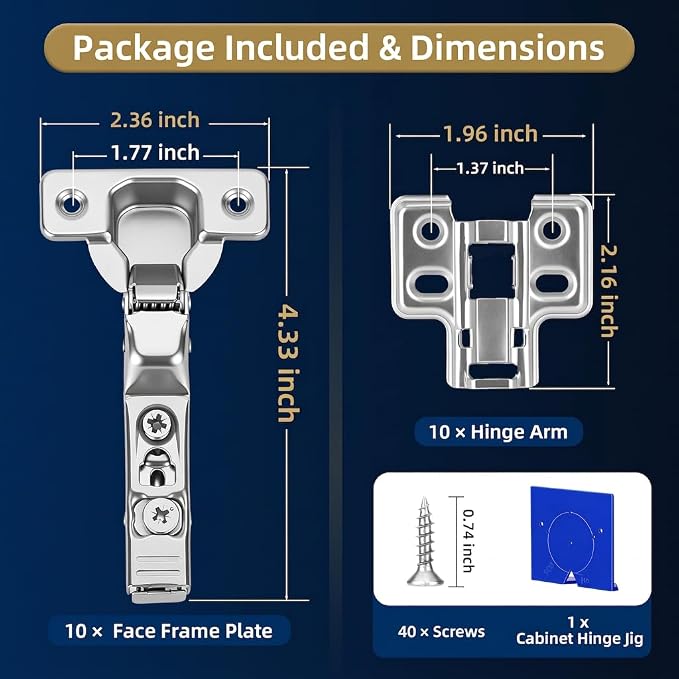 10 Pack Soft Close Inset Cabinet Door Hinges - Image 2