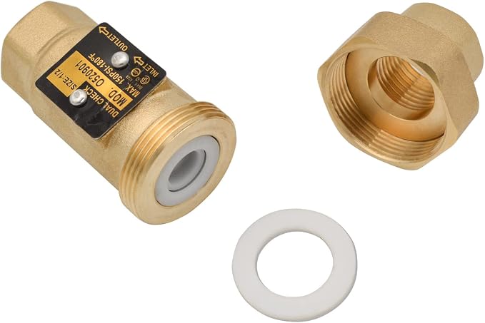 Brass Dual Check Valve, 1/2" FNPT, Solid Brass, Max 150PSI-180°F - Image 4