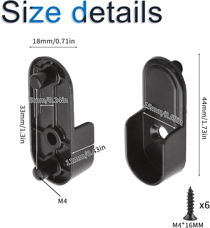 INCREWAY Oval Closet Rod Supports，6PCS Wardrobe Bracket Zinc Alloy Closet Rod - Image 2