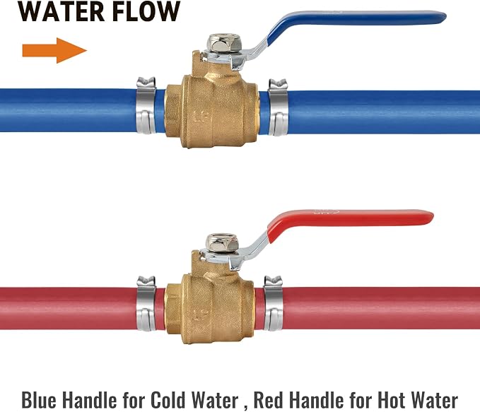 6-Pack PEX Ball Valve 3/4 Inch, Shut Off Valve, Full Port 1/4 Turn | Brass - Image 4