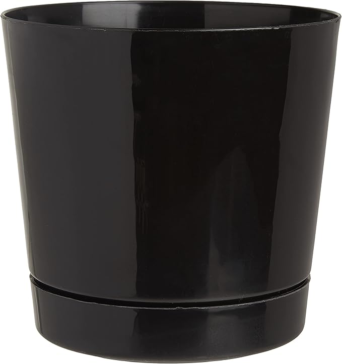 Root & Vessel Majestic Full Depth Round Cylinder Pot, Glossy Black by Novelty