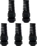 5Pcs NPT 1/2" IP68 Waterproof Cable Gland Flex Spiral Strain Relief Black Nylon by LeMotech