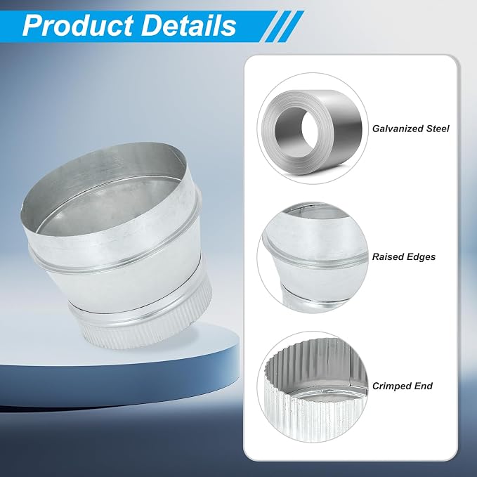 PATIKIL 7 Inch to 6 Inch Duct Reducer, Galvanized Steel Round Air Duct Reducer - Image 3