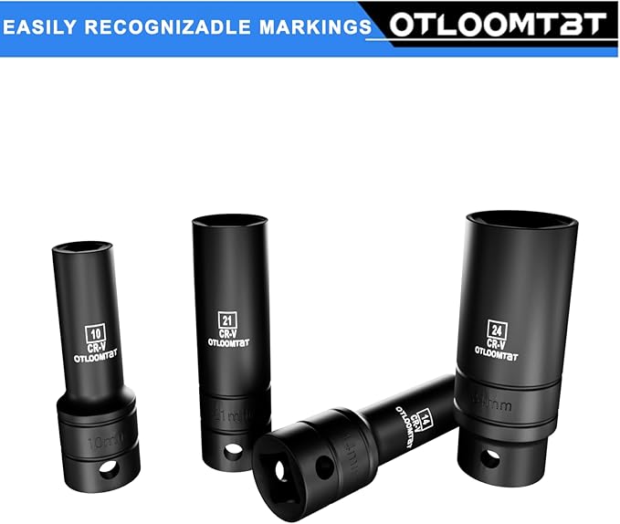 OTLOOMTBT 1/2" Drive Impact Socket Set, Metric Deep - Image 4